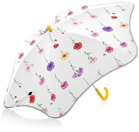 linqin Rustikaler Dianthus, weißer Kinder-Regenschirm, Regen- und winddichter Regenschirm mit reflektierendem Streifen, Reiseschirme, knicksicher, für Mädchen, Jungen, Kleinkinder, Kinder