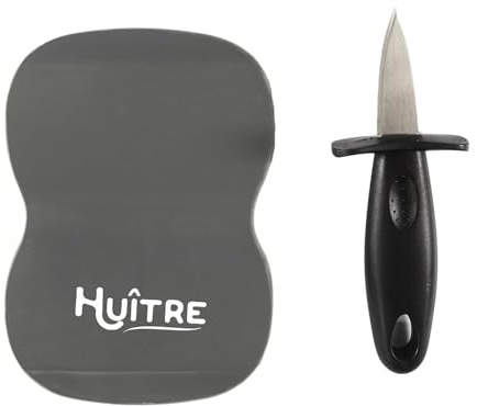 WDMT Huitre - Juego de cuchillos para ostras (silicona, acero inoxidable, mango protector), color gris