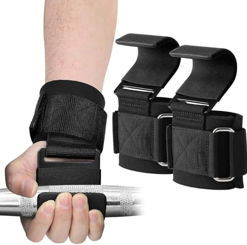 FDEETY Krafttraining Handgelenkstütze Stahlhaken Gewichtheben Zugbügel Handgelenkschutz Trainingsgriffe