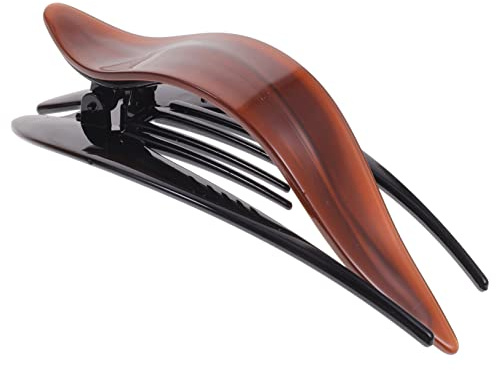 IWOWHERO Épingle à Cheveux Française Plate En Acétate Marron Foncé Grosse Taille Pinces à Cheveux Usage Quotidien Et Fêtes