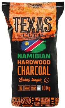 Texas Club Namibian Lumpwood Charcoal 10kg – Restaurant Grade BBQ Charcoal, 100% Natural Hardwood BBQ Coal, Ideal for Kamado, Charcoal BBQs, Kamado Joe, Barbecue, Lumpwood & BBQ Charcoal Bags