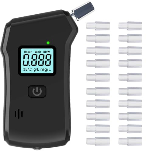 Afenau Alcoholimetro Homologado, Alcoholimetro Digital con 20 Boquillas, Alcolimetros Portatil con Pantalla Digital LCD, Test Alcoholemia, Test de Alcoholemia para Uso Doméstico y en Fiestas