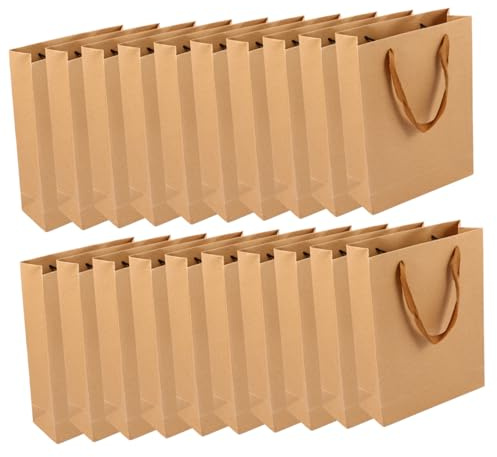 PENIKOKO 20stücke Pack Papiertragetaschen Für Geschenke Einkaufstaschen Aus Robustem Kraftpapier Mit Großem Fassungsvermögen Für Shopping Schule Reisen Und Mehrfache Wiederverwendung