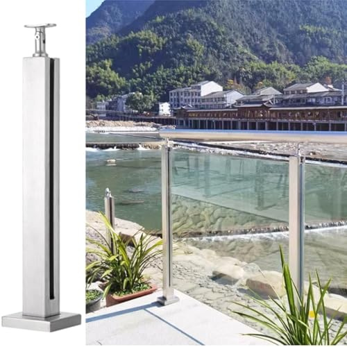 Barriera in vetro per ringhiera in acciaio inossidabile 304 per piscine per terrazza, patio, balcone, corridoio, ponte, rotonda/quadrata, 1-6 m, colore grigio, altezza 135 cm