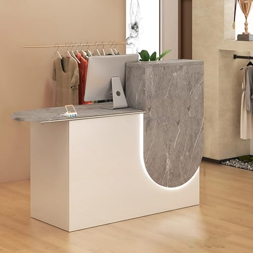 Glenmi Bancone reception con bancone, reception moderna, for sala ricevimenti, ufficio cassa, for cassa, hall, salone di bellezza(Left-B,140CM)