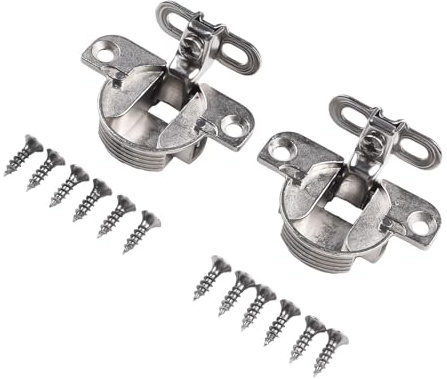 BlesConi Bisagras de aleación de zinc para puerta de armario, apertura de 97°, copa de 35 mm, panel lateral ajustable, montaje plano para armario de cocina, color plateado, paquete de 2