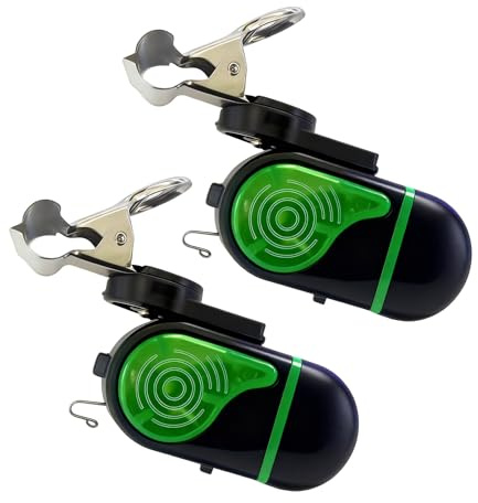 Krmoau Indicador de picada para cañas de pescar, indicador de luz LED, indicador de mordida para cañas de pescar, 2 unidades, accesorios sensibles ajustables para aguas, ríos, lagos, estanques