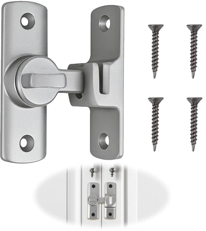 1 Pc Silver Sliding Latch Made of Aluminum Alloy, Snap Lock for Bathroom, Bedroom, Barn Doors, Window or Interior Use