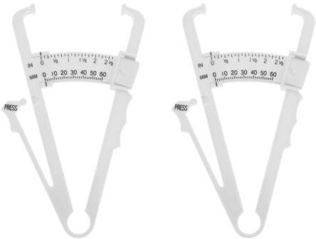 HEANUJJ 2pcs Skinfold Caliper White Cm/in Scale Handheld Body Fat Measurement Tool for Men and Women Includes Fat Caliper and Measurement Tape and Weight Loss Monitoring