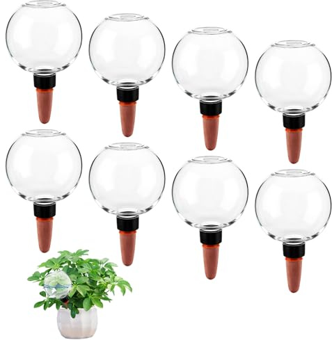 Ghligna 8 Stück 500ml Bewässerungskugeln, 17x10cm Bewässerungssystem Zimmerpflanzen, Automatische Bewässerung, Tonkegel Bewässerung, Pflanzenbewässerung Indoor, Pflanzen Bewässerung im Urlaub