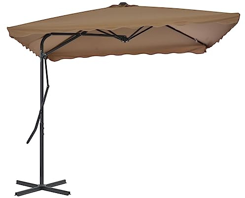 Ziaphsol Sonnenschirm mit Stahl-Mast 250x250 cm, Taupe, UV-beständig, 360° drehbar, Stabiler Gartenschirm für Terrasse und Pool, idealer Outdoor Umbrella