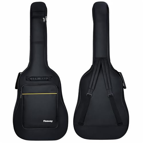 FiNeWaY Durable Guitar Bag Acoustic - 600D Nylon Waterproof & Padded Electric Guitar Bag with Shockproof Base, Pockets, Straps & Grip Handles - Fits 41-42 inch Classic, Acoustic Guitars Case Gig Bag