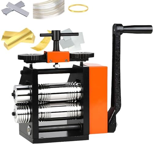 Oiyekntd Jewelry Rolling Mill Machine, DIY Manual Combination Rolling Mill Presser Rolling Mills for Gold, Silver, Brass, Copper, Manual Roller Mill Machine with Hand Crank