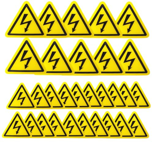 30x Warnaufkleber Achtung Strom Sicherungskasten Maschinen Warnung Spannung | ISO 7010 W012, stark haftend Warnschilder Elektro, 20 Stück 5cm plus 10 Stück 10cm, gelb schwarz, wasserfest robust
