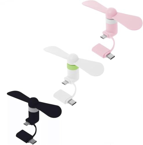 3pcs Mini Ventilador de Teléfono,2 En 1 Mini Ventilador USB,Ventole Per Cellulare,Móvil Ventiladore de Teléfono Mini USB,Ventiladore Portátiles,para Cellulare Type-C y Android