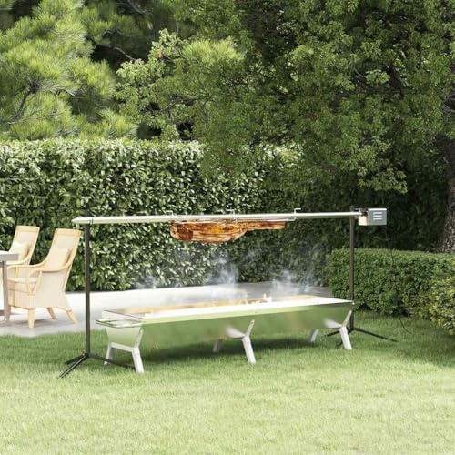 Ziaphsol Griglia automatica in acciaio inox con motore elettrico, da 220 a 240 V, 15 W, per agnello o maiale, robusto barbecue in giardino e balcone