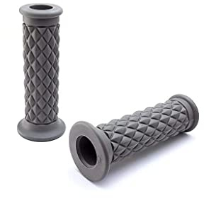 Motorrad Griffe 22mm (7/8 ) - Grau Diamant Stil - Für Scrambler Brat Motorrad Cafe Racer