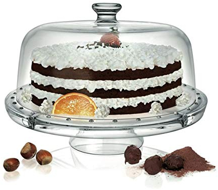 Alzata per DOLCI e FRUTTA con cupola cloche in vetro Multiuso cod.AD11510LU cm 22h diam.31 by Varotto & Co.