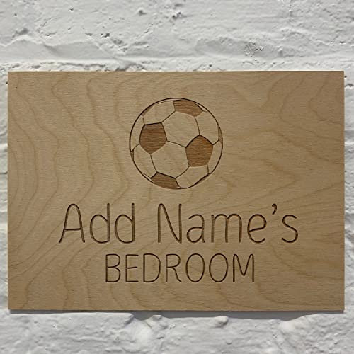Cutncraft Designs Personalised Bedroom Door Sign Football Custom Wooden Wall Plaques 21x15cm (8.2x5.9)