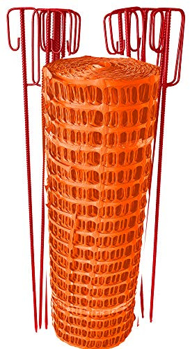 UvV Set Absperrzaun 50m Rolle, robustes Warnnetz 12,5 kg, Kunststoff-Gitterzaun, ideal für Bau, Garten, Sicherheit