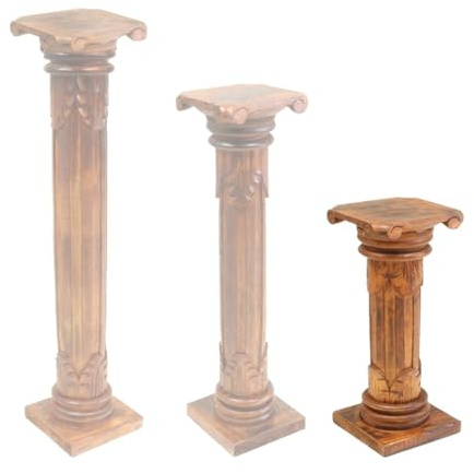Oriental Galerie Säule Blumensäule Dekosäule Ständer Sockel Podest Blumenständer Holz Hellbraun 60 cm