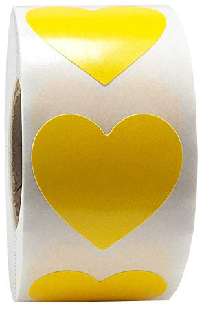 VIDOO Forme De Coeur des Autocollants Rouges Étiquettes De Joint 500Pcs/Étiquettes De Rouleau Autocollants Scrapbooking Paquet Décoration De Mariage Papeterie Autocollant- Jaune
