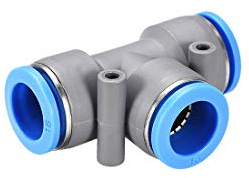 sourcing map Push to Connect Air Fittings T Type Tee Tube Connect 16mm OD Grey Push Lock