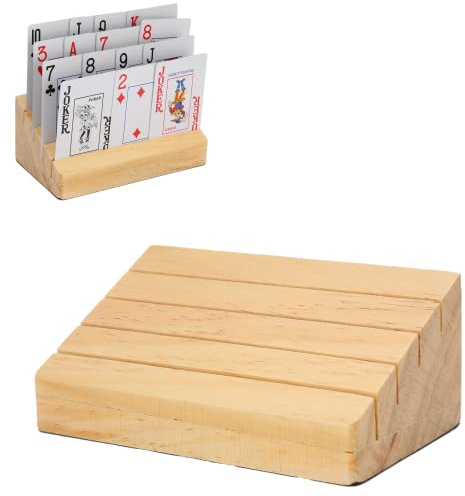 Dioche Card Holders for Playing Cards, Hands-Free Wooden Cards Tray Rack Holder for Playing Cards Card Games Stands Accessory for Adults Seniors