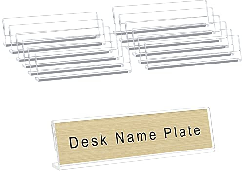 AITEE Acryl-Namensschilder für Schreibtische, 2x8 transparentes Schreibtisch-Namensschild, personalisierbar, Schreibtischschildhalter für Tischanzeige, Klassenzimmer, 12 Stück