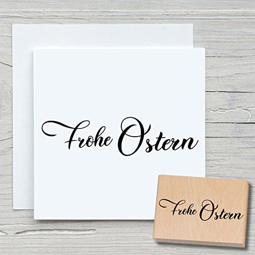 NEWSTAMPS Stempel Frohe Ostern 02 Motivstempel aus Holz & Gummi zum Karten basteln, Holzstempel, Osterkarte, Grußkarte, Scrapbook, Textilstempel, Deko, Kinder