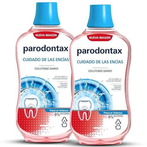 Parodontax Enjuague Bucal, Cuidado Diario de las Encías, Frescor Intenso, 0% Alcohol, Pack de 2x500 ml