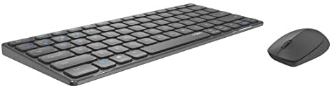 Rapoo 9600M kabelloses Tastatur-Maus Set Wireless Deskset 1300 DPI Sensor wiederaufladbarer Akku flaches Aluminium Design DE-Layout QWERTZ PC & Mac - Dark Grey
