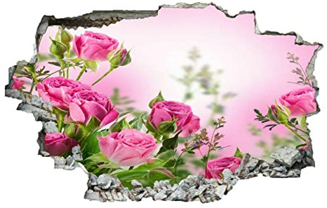 Blumen 3D Wandaufkleber, Landschaft Durchbruch Wandtattoos Deko Wand Selbstklebend Moderne Kunst, Wand Aufkleber Wanddurchbruch Wandsticker für Zuhause, Badezimmer, Schlafzimmer, Wohnzimmer