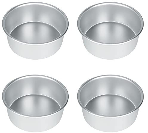 JMIATRY 6 Inch Deep Cake Tin Set of 4, Stainless Steel Cake Tins for Baking, Round Cake Baking Pans for Christmas Birthday Wedding, Mirror Finished and Dishwasher Safe