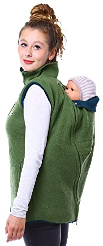 Viva la Mama - Wollweste Trageweste aus Wolle zum Babytragen Umstandsweste - PEVE - kiwigrün - S