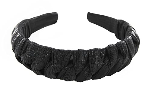 axy Haarreif in Flechtoptik und Wunderbarer Glanz- und Glitzer-Effekt Damen Haarreifen Stirnband Haarschmuck HRZA1 (Schwarz)