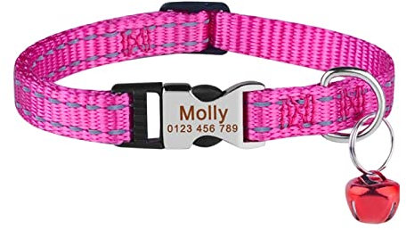 Verstellbares Katzenhalsband Aus Nylon Mit Gravur,Violett,S