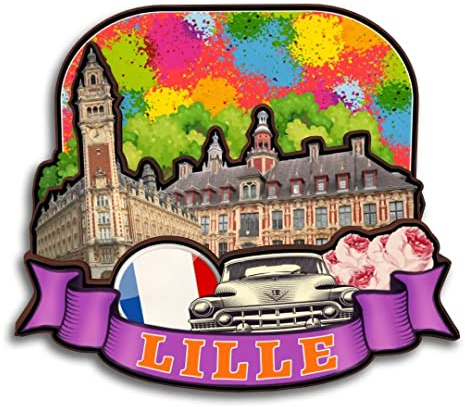 Lille Hauts-de-France Kühlschrankmagnet, Holzkollektion, 3D-Holz, handgefertigt, Reise-, Stadt-Souvenirs, Kühlschrankmagnet, Heimdekoration, Geschenk, 1245