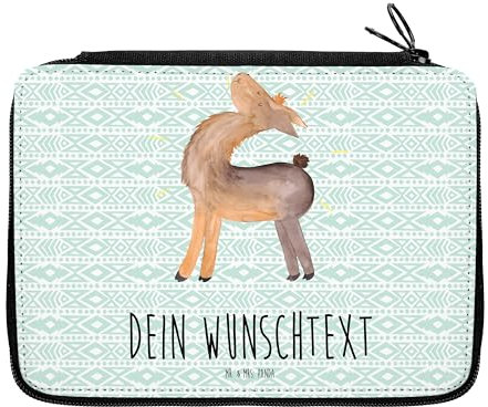 Mr. & Mrs. Panda Personalisierte Federmappe Lama Stolz - Geschenke, Lamas, PersonalisierteS Federmäppchen, Familie, mit Namen, Stifte Etui, Stiftetasche, Family, Hippie