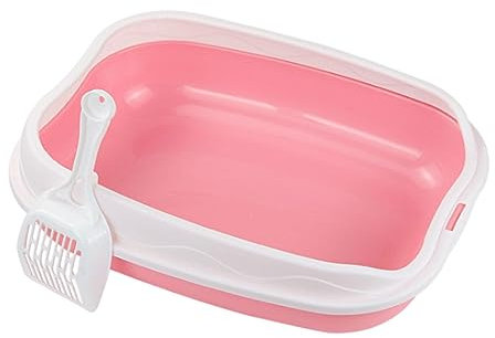 Sharplace Bac à litière pour Chat Chaton Toilettes pour Petits Animaux Lapin Anti-éclaboussures Chat bac à Sable bac à litière pour Animaux de Compagnie Ouvert, Rose