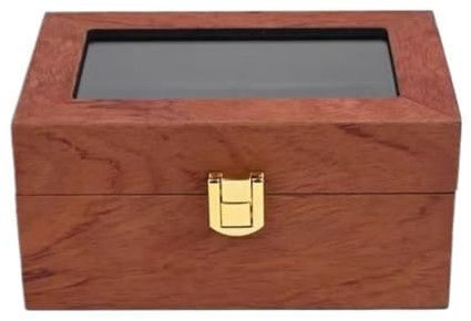 Uhrenkoffer Uhrenrolle Uhrenbox Uhrenschatulle Uhren-Organizer, Vintage-Holz, 3 Fächer, Uhrenbox, Organizer, Display-Halter, Transparente Oberseite, Abschließbar Uhrenetui Uhren Aufbewahrungsbox ( Col