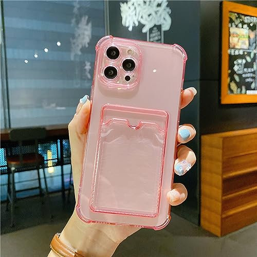 NICRX Custodia tascabile per carte di credito di lusso per iPhone 13 13Pro 14 Pro Max 12 Mini 11 XS XR X 8 7 Plus SE 2023 Cover, rosa, per iPhone 11