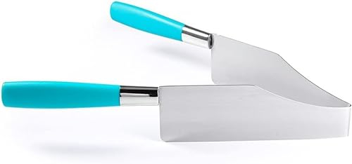 Juego de cuchillo para tartas, cortador de pasteles ajustable de acero inoxidable y pinzas, eleva tu experiencia de servir pasteles con precisión y estilo (azul)