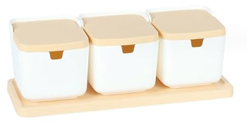 Azucarero Salero Botes Especias Juego De Tarros De Condimentos De Plástico Con Tapa De Cuchara Y Bandeja, Botella De Especias, Recipiente De Azúcar, Azucarero De Cocina, Juego De Sal Frascos Especiari