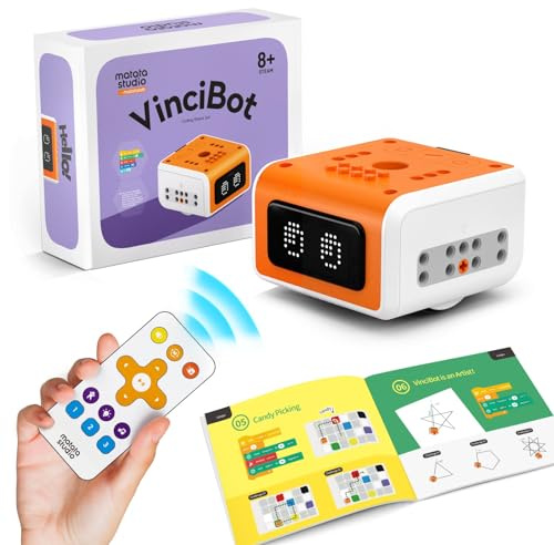 Programmerbar barnrobot, MatataStudio VinciBot AI-robot, byggsats, fjärrstyrd elektronisk robot, kompatibel Scratch Python-programmering, leksak, present för 8–12 år, pojkar, flickor