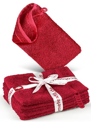 DecoHomeTextil Handtuch-Set 6 Waschlappen 15 x 21 cm in Bordeauxrot aus 100% Baumwolle, hochwertig, kuschelweich und saugstark