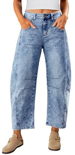 Vetinee Jeans Baggy Femme Taille Haute Barrel Jean