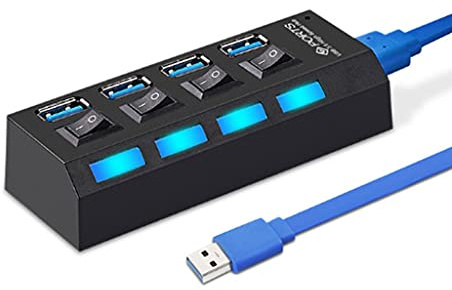 Hub USB 3.0 Hub USB 3.0 Multi USB Splitter 3 Hab Use Power Adapter 4 Porte Multiple Expander USB3 Hub con Switch per PC USB Hub