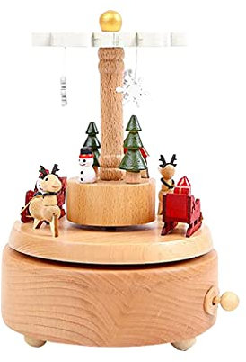 CAFIEDR Holz Spieluhr Weihnachtsfeier Weihnachtsbaum Karussell Spieluhren Geschenk Weihnachten
