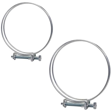SKIR'CO (2 pcs) Adjustable Double Wire Hose Clamps 75-80 mm, Galvanized Steel Hose Clamps, Adjustable Diameter Hose Clips